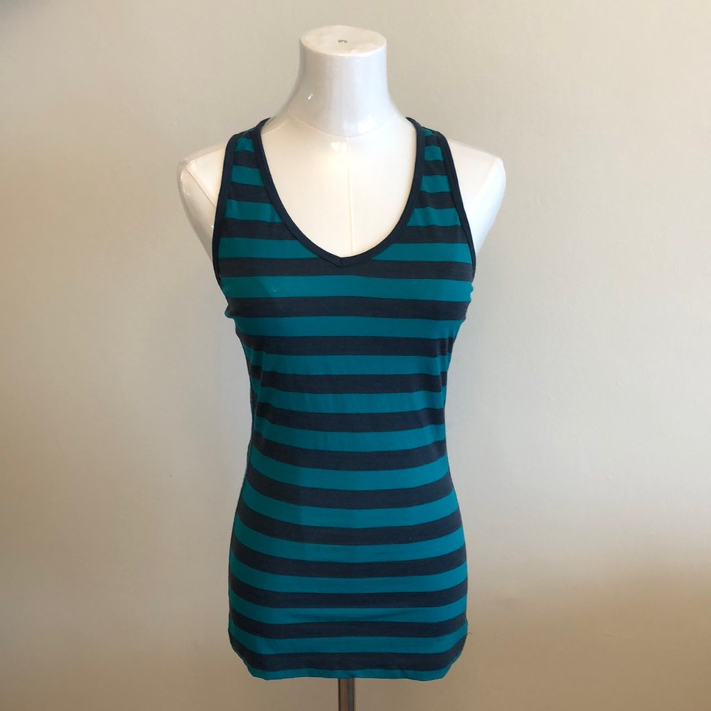 Icebreaker Sprite Gray and Teal Racer Back Top